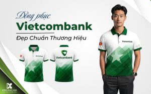 Đồng phục Vietcombank thiết kế chuẩn thương hiệu, phối màu xanh lá trắng-KORI UNIFORM