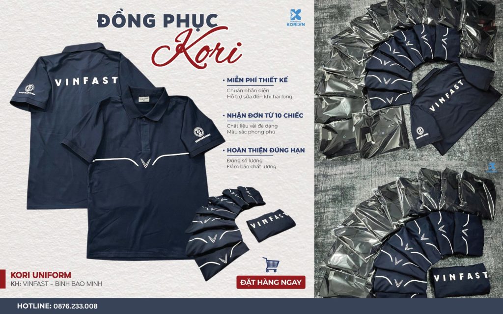 Đồng phục Vinfast mẫu polo logo thêu, sản xuất bởi KORI UNIFORM